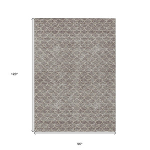 HomeRoots 5' Taupe and Beige Geometric Indoor Outdoor Area Rug - Stylish, Durable, and Washable for Any Space 8' X 10' 596216