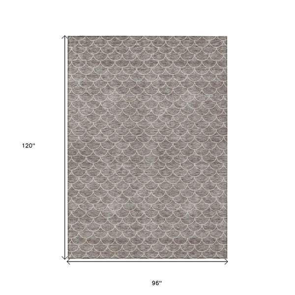 HomeRoots 5' Taupe and Beige Geometric Indoor Outdoor Area Rug - Stylish, Durable, and Washable for Any Space 8' X 10' 596216