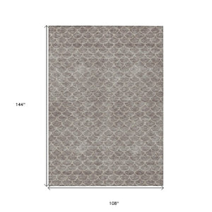Homeroots 3' Stylish Beige And Ivory Geometric Washable Area Rug For Indoor And Outdoor Spaces, Durable Design 9' X 12' Polyester 596217