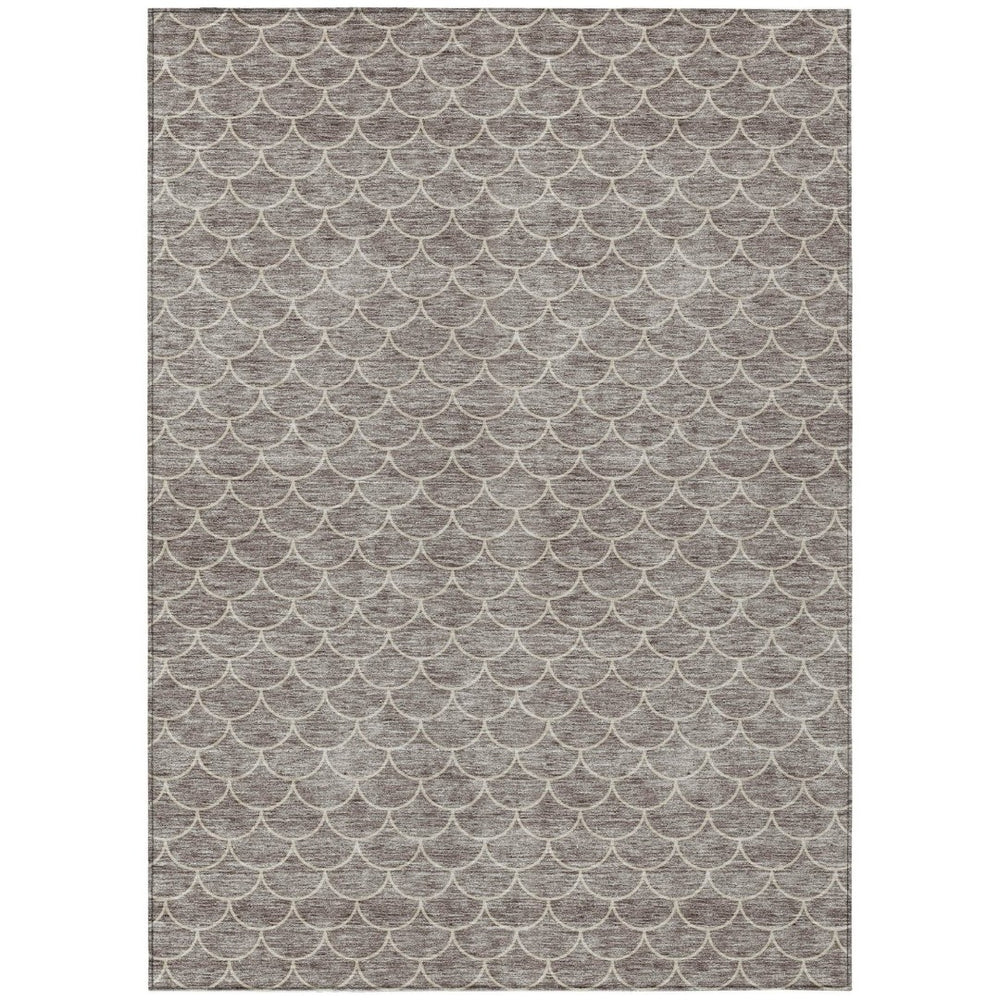 HomeRoots 9' X 12' Taupe and Beige Geometric Indoor-Outdoor Area Rug – Stylish, Durable, and Washable Design 596217