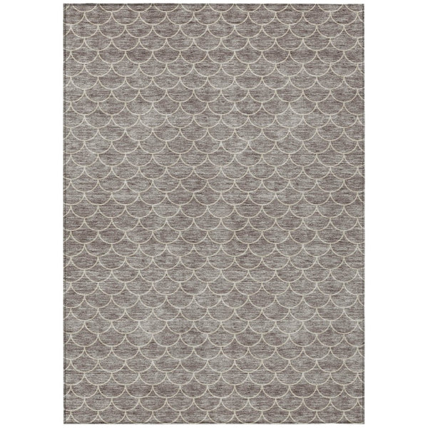 HomeRoots 5' Taupe and Beige Geometric Indoor Outdoor Area Rug - Stylish, Durable, and Washable for Any Space 10' X 14' 596218