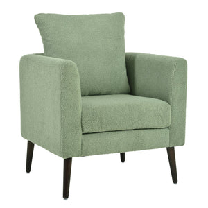 English Elm Modern Accent Chair Upholstered Armchair with Chenille Fabric, Ergonomic Padded Seat, Wood Legs for Living Room Seating Comfort and Stylish Mid Century Flair Green W1028P236497