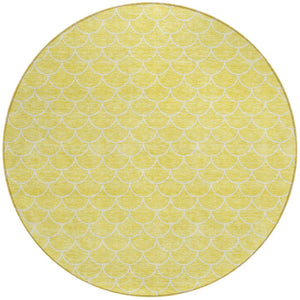 Homeroots 3' Stylish Beige And Ivory Geometric Washable Area Rug For Indoor And Outdoor Spaces, Durable Design 8' Round Polyester 596227