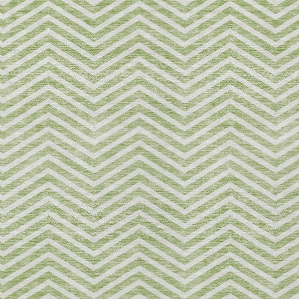 Homeroots 3' Artichoke Green Chevron Indoor Outdoor Area Rug - Stylish, Washable, Durable For High Traffic Areas 3' X 5' Polyester 596231