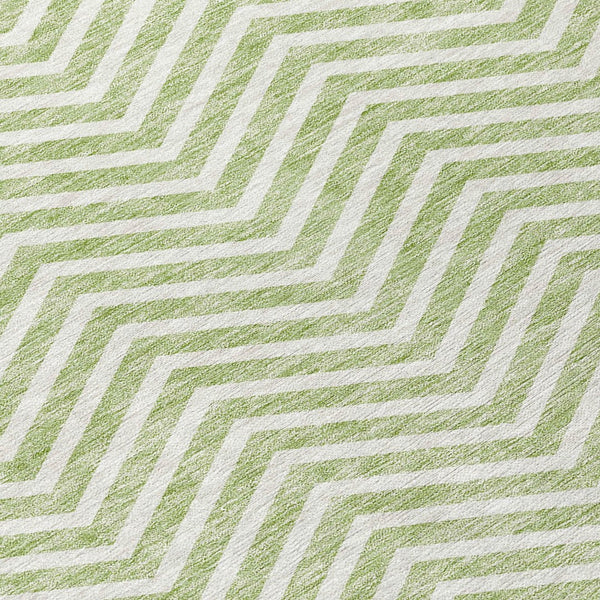 Homeroots 3' Artichoke Green Chevron Indoor Outdoor Area Rug - Stylish, Washable, Durable For High Traffic Areas 3' X 5' Polyester 596231