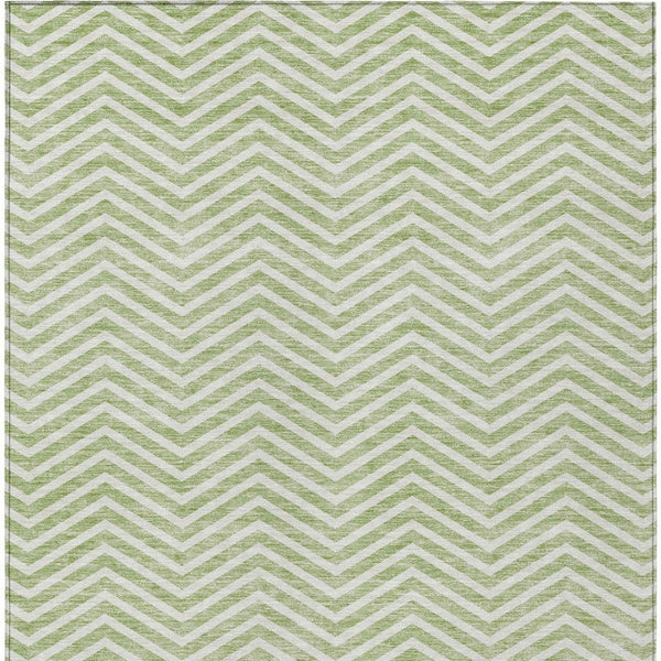 Homeroots 3' Artichoke Green Chevron Indoor Outdoor Area Rug - Stylish, Washable, Durable For High Traffic Areas 5' X 8' Polyester 596232