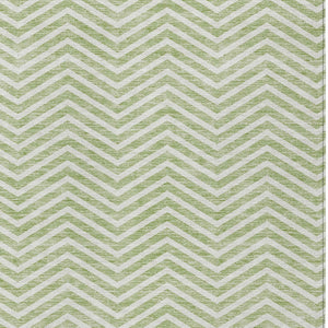 Homeroots 3' Artichoke Green Chevron Indoor Outdoor Area Rug - Stylish, Washable, Durable For High Traffic Areas 8' X 10' Polyester 596234