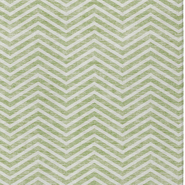 Homeroots 3' Artichoke Green Chevron Indoor Outdoor Area Rug - Stylish, Washable, Durable For High Traffic Areas 8' X 10' Polyester 596234