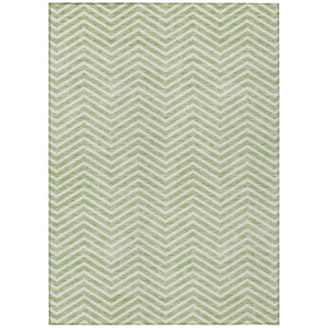 HomeRoots 9' X 12' Artichoke Green Chevron Rug - Stylish, Washable Indoor/Outdoor Solution for Any Space! 596235