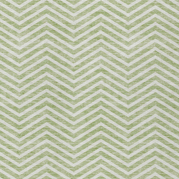 Homeroots 3' Artichoke Green Chevron Indoor Outdoor Area Rug - Stylish, Washable, Durable For High Traffic Areas 9' X 12' Polyester 596235