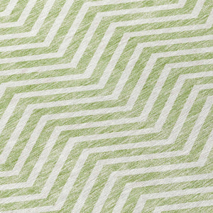 Homeroots 3' Artichoke Green Chevron Indoor Outdoor Area Rug - Stylish, Washable, Durable For High Traffic Areas 9' X 12' Polyester 596235
