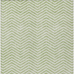 Homeroots 3' Artichoke Green Chevron Indoor Outdoor Area Rug - Stylish, Washable, Durable For High Traffic Areas 10' X 14' Polyester 596236