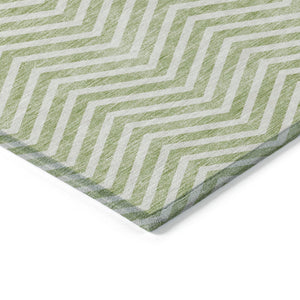 Homeroots 3' Artichoke Green Chevron Indoor Outdoor Area Rug - Stylish, Washable, Durable For High Traffic Areas 10' X 14' Polyester 596236