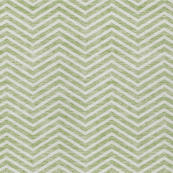 Homeroots 3' Artichoke Green Chevron Indoor Outdoor Area Rug - Stylish, Washable, Durable For High Traffic Areas 10' X 14' Polyester 596236