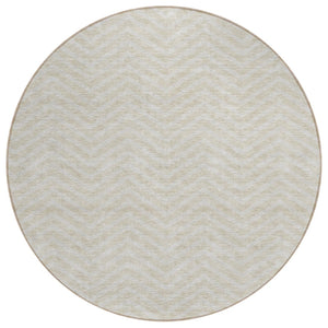 HomeRoots 5' Durable Beige and Gray Chevron Area Rug - Stylish, Washable for Indoor and Outdoor Spaces 8' Round 596239