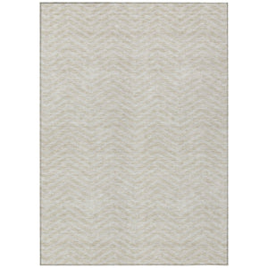 HomeRoots 5' Durable Beige and Gray Chevron Area Rug - Stylish, Washable for Indoor and Outdoor Spaces 8' X 10' 596240