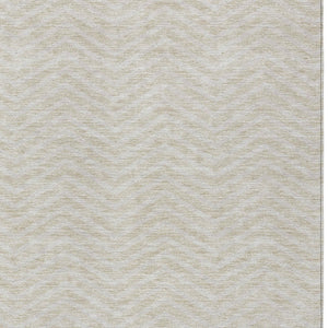 Homeroots 3' Artichoke Green Chevron Indoor Outdoor Area Rug - Stylish, Washable, Durable For High Traffic Areas 8' X 10' Polyester 596240