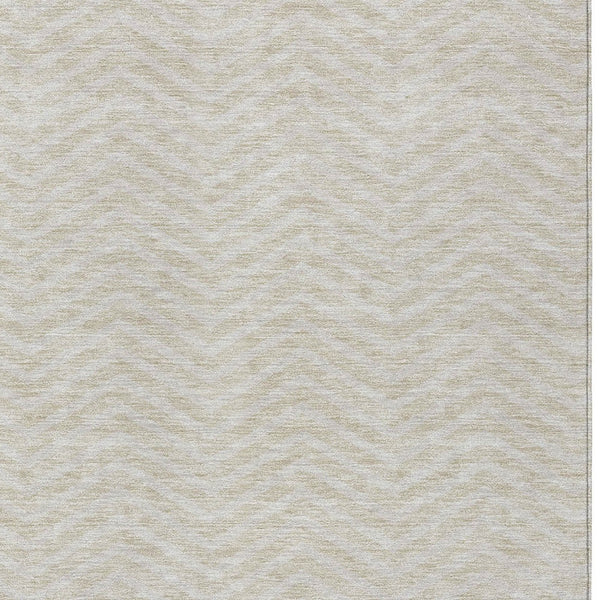 Homeroots 3' Artichoke Green Chevron Indoor Outdoor Area Rug - Stylish, Washable, Durable For High Traffic Areas 8' X 10' Polyester 596240
