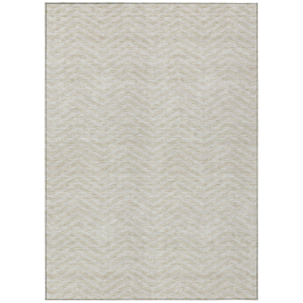 HomeRoots 9' X 12' Beige and Gray Chevron Area Rug - Stylish, Washable Indoor/Outdoor Rug for High-Traffic Areas 596241
