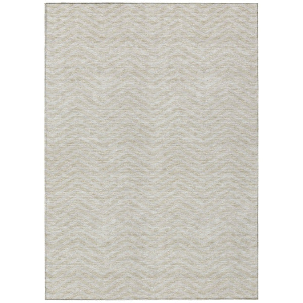 HomeRoots 5' Durable Beige and Gray Chevron Area Rug - Stylish, Washable for Indoor and Outdoor Spaces 10' X 14' 596242