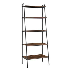 72" Metal & Wood Ladder Shelf Dark Walnut BS72ARLDDW Walker Edison