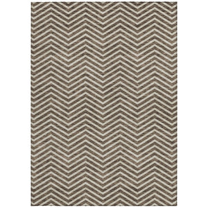 Homeroots 3' Artichoke Green Chevron Indoor Outdoor Area Rug - Stylish, Washable, Durable For High Traffic Areas 3' X 5' Polyester 596249