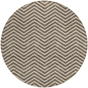 Homeroots 3' Artichoke Green Chevron Indoor Outdoor Area Rug - Stylish, Washable, Durable For High Traffic Areas 8' Round Polyester 596251