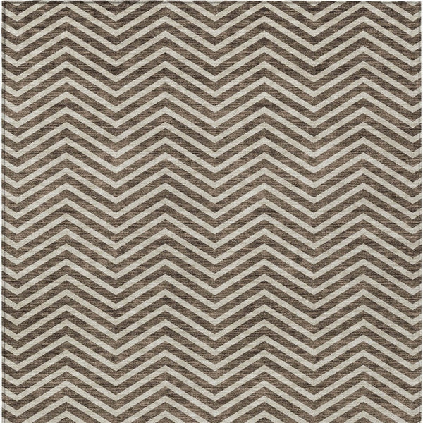 Homeroots 3' Artichoke Green Chevron Indoor Outdoor Area Rug - Stylish, Washable, Durable For High Traffic Areas 9' X 12' Polyester 596253