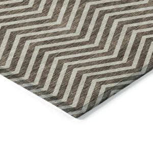 Homeroots 3' Artichoke Green Chevron Indoor Outdoor Area Rug - Stylish, Washable, Durable For High Traffic Areas 10' X 14' Polyester 596254
