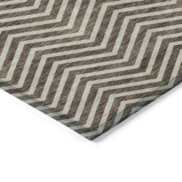 Homeroots 3' Artichoke Green Chevron Indoor Outdoor Area Rug - Stylish, Washable, Durable For High Traffic Areas 10' X 14' Polyester 596254