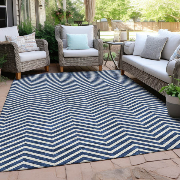 Homeroots 3' Artichoke Green Chevron Indoor Outdoor Area Rug - Stylish, Washable, Durable For High Traffic Areas 10' X 14' Polyester 596260