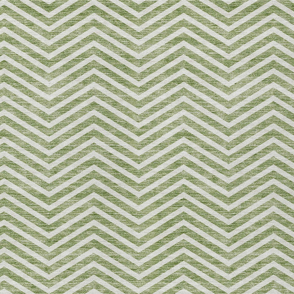 Homeroots 3' Artichoke Green Chevron Indoor Outdoor Area Rug - Stylish, Washable, Durable For High Traffic Areas 3' X 5' Polyester 596261
