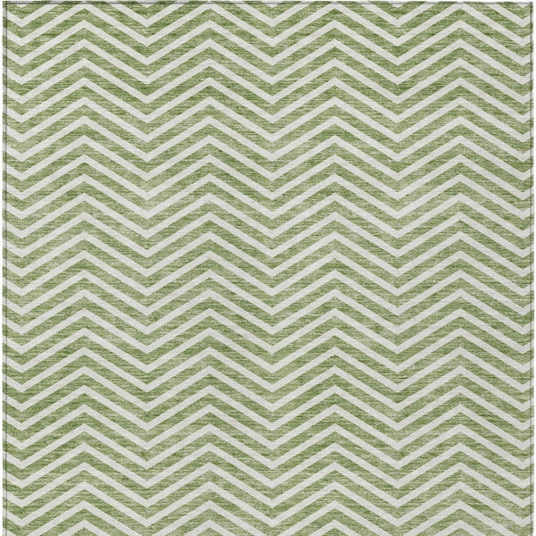 Homeroots 3' Artichoke Green Chevron Indoor Outdoor Area Rug - Stylish, Washable, Durable For High Traffic Areas 5' X 8' Polyester 596262