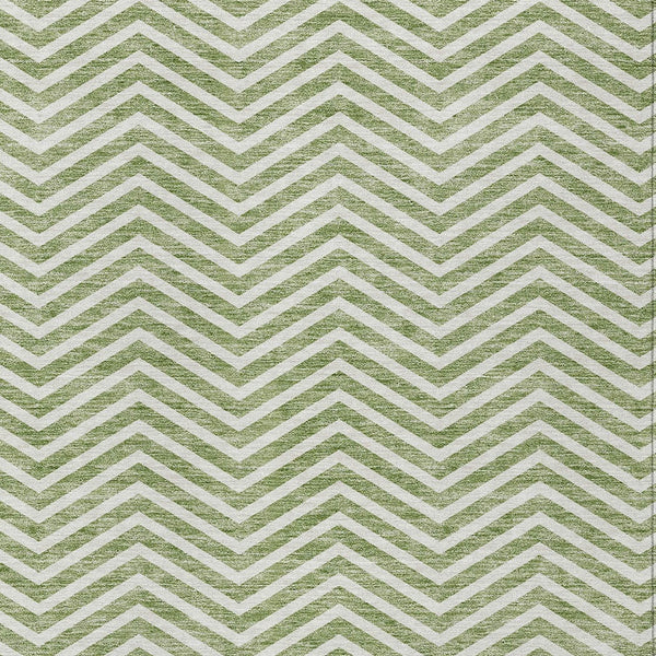 Homeroots 3' Artichoke Green Chevron Indoor Outdoor Area Rug - Stylish, Washable, Durable For High Traffic Areas 5' X 8' Polyester 596262