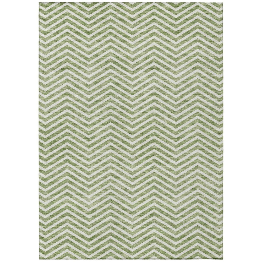 HomeRoots 9' X 12' Stylish Green and Ivory Chevron Area Rug – Washable, Durable, Indoor-Outdoor Versatility! 596265