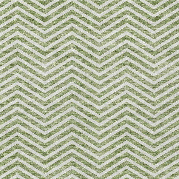 Homeroots 3' Artichoke Green Chevron Indoor Outdoor Area Rug - Stylish, Washable, Durable For High Traffic Areas 9' X 12' Polyester 596265