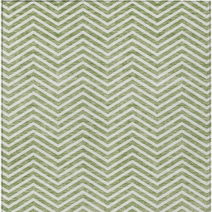 Homeroots 3' Artichoke Green Chevron Indoor Outdoor Area Rug - Stylish, Washable, Durable For High Traffic Areas 10' X 14' Polyester 596266