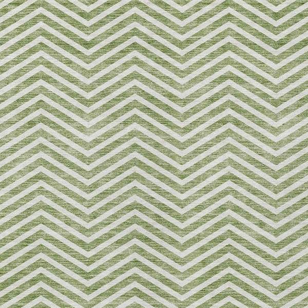Homeroots 3' Artichoke Green Chevron Indoor Outdoor Area Rug - Stylish, Washable, Durable For High Traffic Areas 10' X 14' Polyester 596266