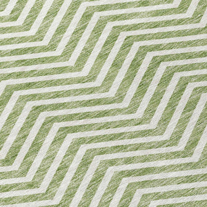 Homeroots 3' Artichoke Green Chevron Indoor Outdoor Area Rug - Stylish, Washable, Durable For High Traffic Areas 10' X 14' Polyester 596266