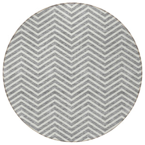 Homeroots 3' Artichoke Green Chevron Indoor Outdoor Area Rug - Stylish, Washable, Durable For High Traffic Areas 8' Round Polyester 596269