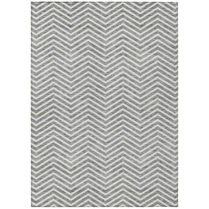 HomeRoots 5' Gray and Ivory Chevron Area Rug - Stylish, Washable Design for Indoor and Outdoor Spaces 8' X 10' 596270