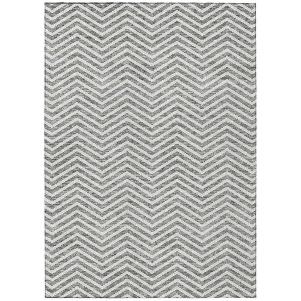 HomeRoots 9' X 12' Gray Chevron Washable Area Rug - Stylish Indoor/Outdoor Design for High-Traffic Spaces 596271