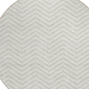 Homeroots 3' Artichoke Green Chevron Indoor Outdoor Area Rug - Stylish, Washable, Durable For High Traffic Areas 8' Round Polyester 596275