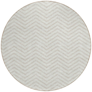 Homeroots 3' Artichoke Green Chevron Indoor Outdoor Area Rug - Stylish, Washable, Durable For High Traffic Areas 8' Round Polyester 596275