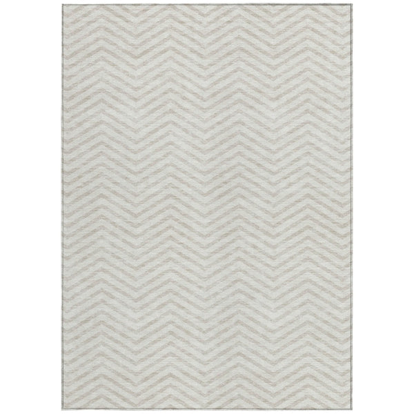 Homeroots 3' Artichoke Green Chevron Indoor Outdoor Area Rug - Stylish, Washable, Durable For High Traffic Areas 8' X 10' Polyester 596276