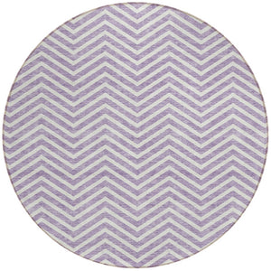 Homeroots 3' Artichoke Green Chevron Indoor Outdoor Area Rug - Stylish, Washable, Durable For High Traffic Areas 8' Round Polyester 596281