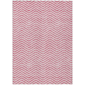 HomeRoots 9' Modern Pink and Ivory Chevron Washable Area Rug – Stylish, Durable, Indoor/Outdoor Solution! 596289