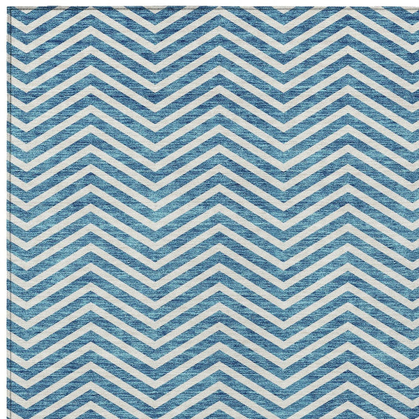 Homeroots 3' Artichoke Green Chevron Indoor Outdoor Area Rug - Stylish, Washable, Durable For High Traffic Areas 9' X 12' Polyester 596295
