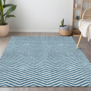 Homeroots 3' Artichoke Green Chevron Indoor Outdoor Area Rug - Stylish, Washable, Durable For High Traffic Areas 10' X 14' Polyester 596296