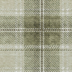 Homeroots 3' Stylish Artichoke Green Brown Ivory Plaid Washable Area Rug For Indoor Outdoor Spaces 3' X 5' Polyester 596303